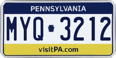 PA license plate MYQ3212