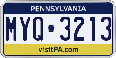 PA license plate MYQ3213