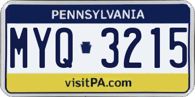 PA license plate MYQ3215