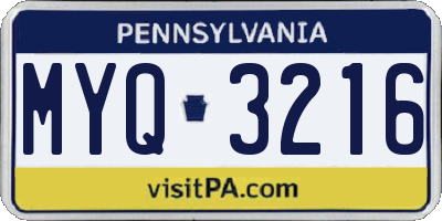 PA license plate MYQ3216