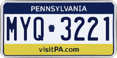 PA license plate MYQ3221