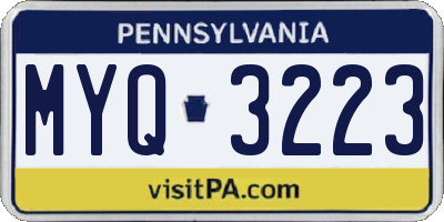 PA license plate MYQ3223
