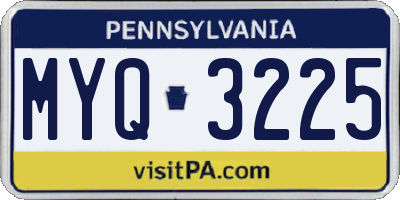 PA license plate MYQ3225