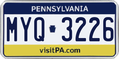 PA license plate MYQ3226