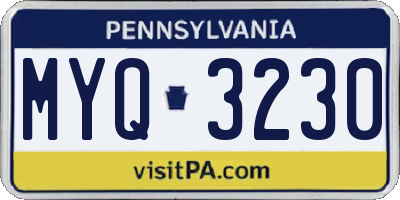 PA license plate MYQ3230