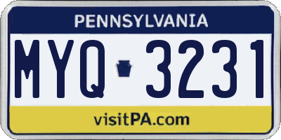 PA license plate MYQ3231