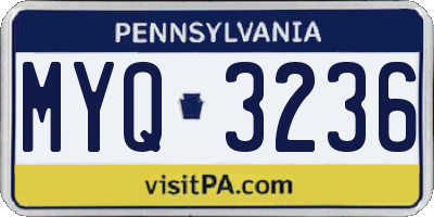 PA license plate MYQ3236