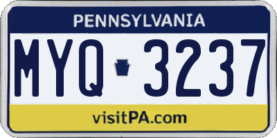 PA license plate MYQ3237