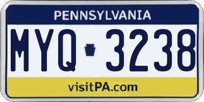 PA license plate MYQ3238