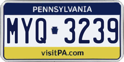 PA license plate MYQ3239