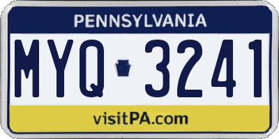 PA license plate MYQ3241