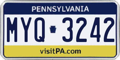 PA license plate MYQ3242