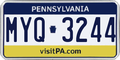 PA license plate MYQ3244