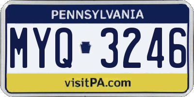 PA license plate MYQ3246