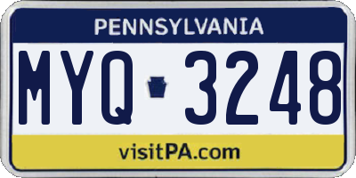 PA license plate MYQ3248