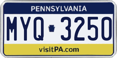 PA license plate MYQ3250