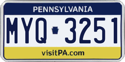 PA license plate MYQ3251