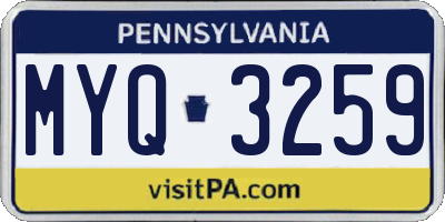 PA license plate MYQ3259