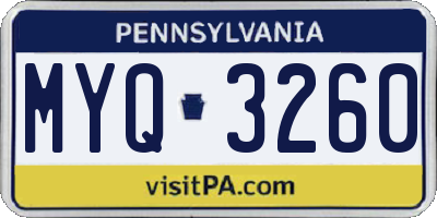 PA license plate MYQ3260