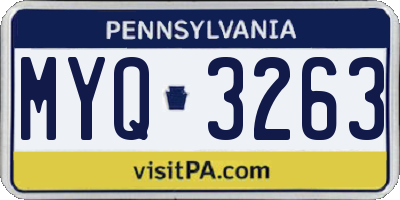 PA license plate MYQ3263
