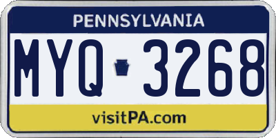 PA license plate MYQ3268