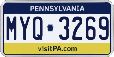 PA license plate MYQ3269