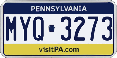 PA license plate MYQ3273