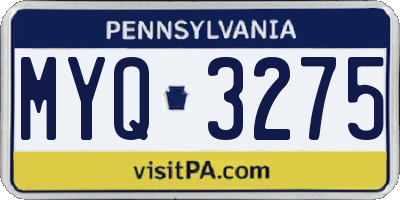 PA license plate MYQ3275