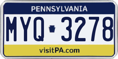 PA license plate MYQ3278