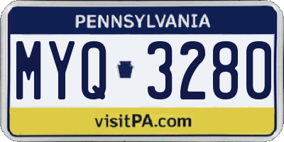 PA license plate MYQ3280