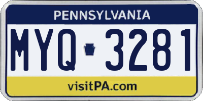 PA license plate MYQ3281