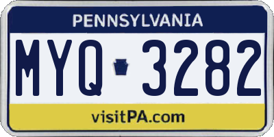 PA license plate MYQ3282