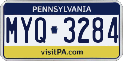 PA license plate MYQ3284