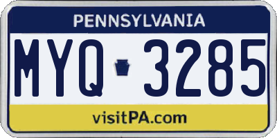 PA license plate MYQ3285