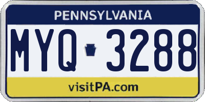 PA license plate MYQ3288