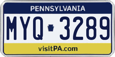 PA license plate MYQ3289