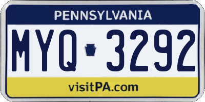 PA license plate MYQ3292