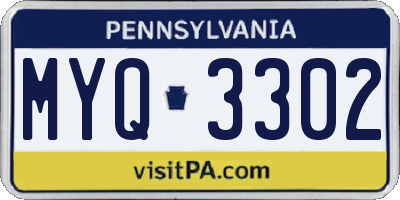 PA license plate MYQ3302