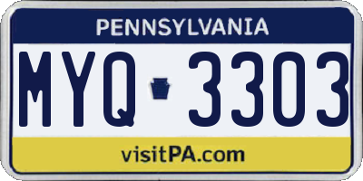 PA license plate MYQ3303