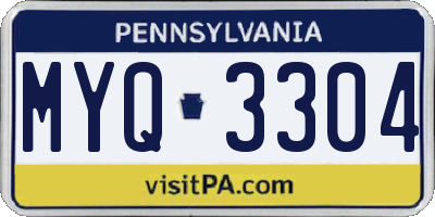 PA license plate MYQ3304