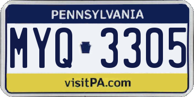 PA license plate MYQ3305