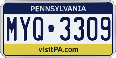 PA license plate MYQ3309