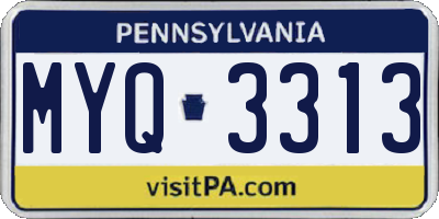 PA license plate MYQ3313