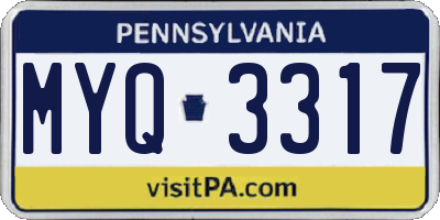 PA license plate MYQ3317