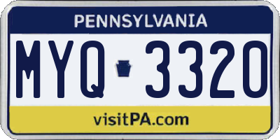 PA license plate MYQ3320