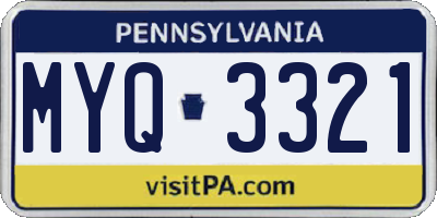 PA license plate MYQ3321