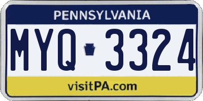 PA license plate MYQ3324
