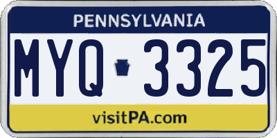 PA license plate MYQ3325