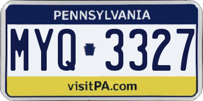 PA license plate MYQ3327