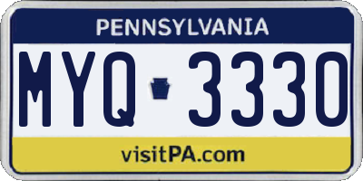 PA license plate MYQ3330